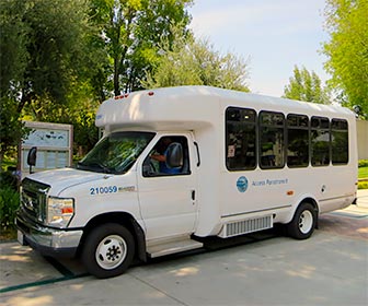 Access Paratransit Van at Henry Mayo Newhall Hospital, providing accessible ADA transportation in Los Angeles. [Photo Credit: LAtourist.com]