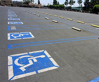Accessible Parking at the L.A. Sorts Arena, in Exposition Park near downtown Los Angeles. [Photo Credit: LAtourist.com]