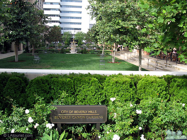 Beverly Canon Gardens,  a public park, located at 241 N Canon Dr, Beverly Hills, CA 90210