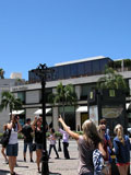 Rodeo Drive Sign on the walkway at Via Rodeo and Dayton Way