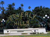 The iconic Beverly Hills Sign at Beverly Gardens park (sans tourists)