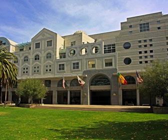 Fashion Institute of Design and Merchandising in downtown Los Angeles. The campus is adjacent to a small park. [Photo Credit: LAtourist.com]