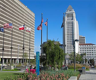 Court of Flags in Grand Park near City Hall in downtown Los Angeles. [Photo Credit: LAtourist.com]