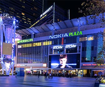 Nokia Plaza at L.A. Live on downtown Los Angeles. [Photo Credit: LAtourist.com]