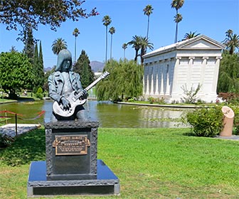 Johnny Ramone Marker at Hollywood Forever Cemetery. There are many more celebrities interred or memorialized at the cemetery. [Photo Credit: LAtourist.com]