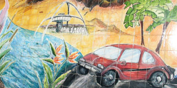 Encounter mural in Ballona Creek wash, Culver City. [Photo Credit: LAtourist.com]