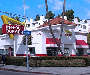 In-N-Out Burger, on Sunset Boulevard in Hollywood, one block from Hollywood Boulevard and the Walk of Fame. [Photo Credit: LAtourist.com]