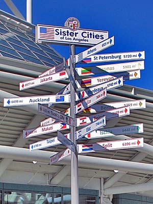 Sister Cities Sign at the Convention Center in Downtown Los Angeles. [Photo Credit: LAtourist.com]