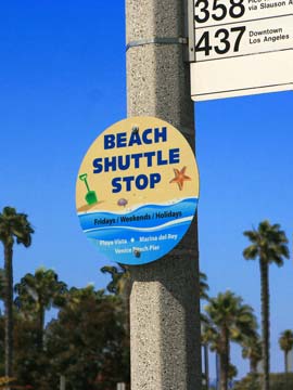 Free Beach Shuttle Bus Stop in Marina del Rey. [Photo Credit: LAtourist.com]