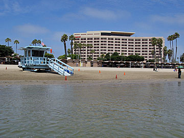 Mothers Beach in Marina Del Rey. The Marriott hotel is in the background. [Photo Credit: LAtourist.com]